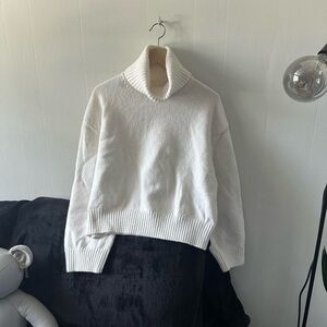 H&M Elegant White Cowl Neck Sweater